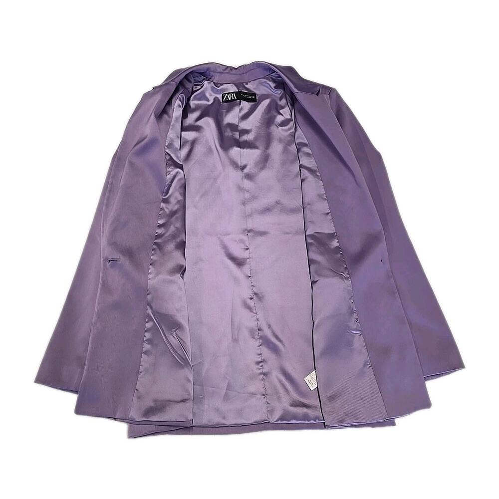 ZARA Lavender Satin Effect Tailored Blazer Purple Lilac Jacket Size M 1165/350 - Picture 4 of 12